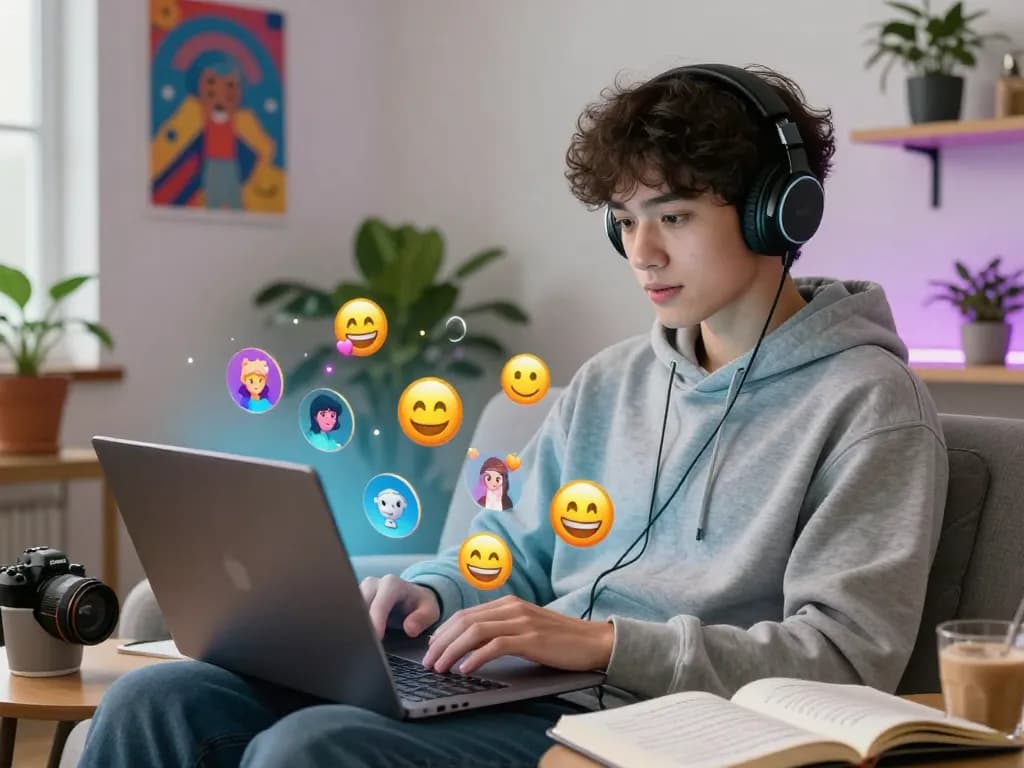 Engaging in an AI 18+ chat with a character, showcasing a cozy and vibrant digital interaction atmosphere.