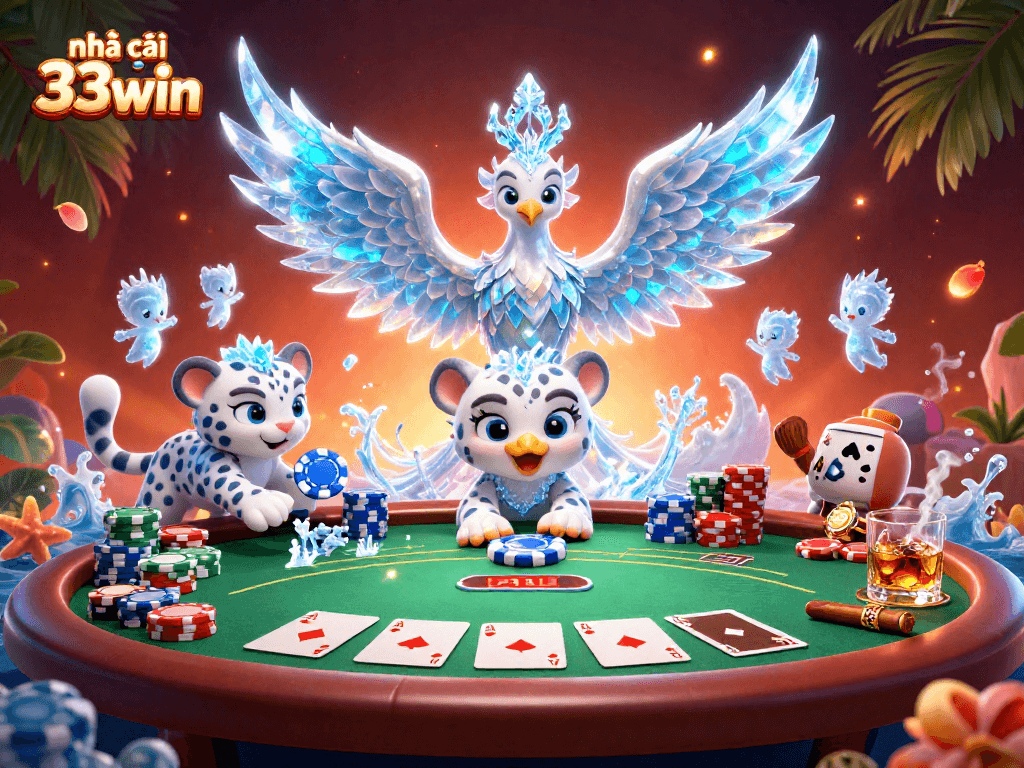 Engage with nhà cái 33win while enjoying the vibrant ice phoenix-themed poker scene.