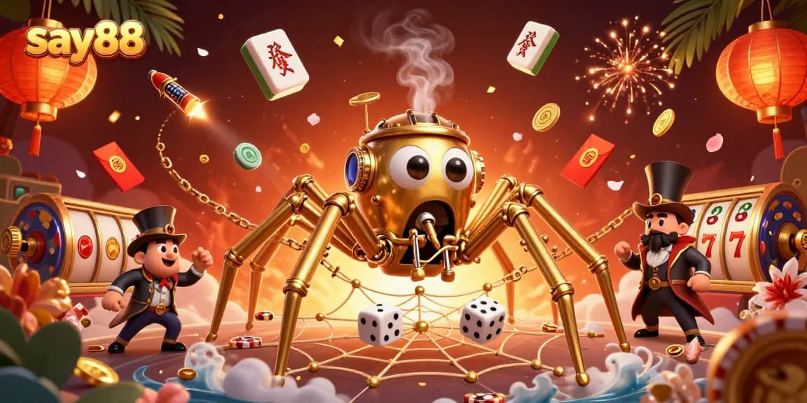Experience the excitement of say88 with a dynamic 3D casino scene featuring unique characters and rich gambling elements.