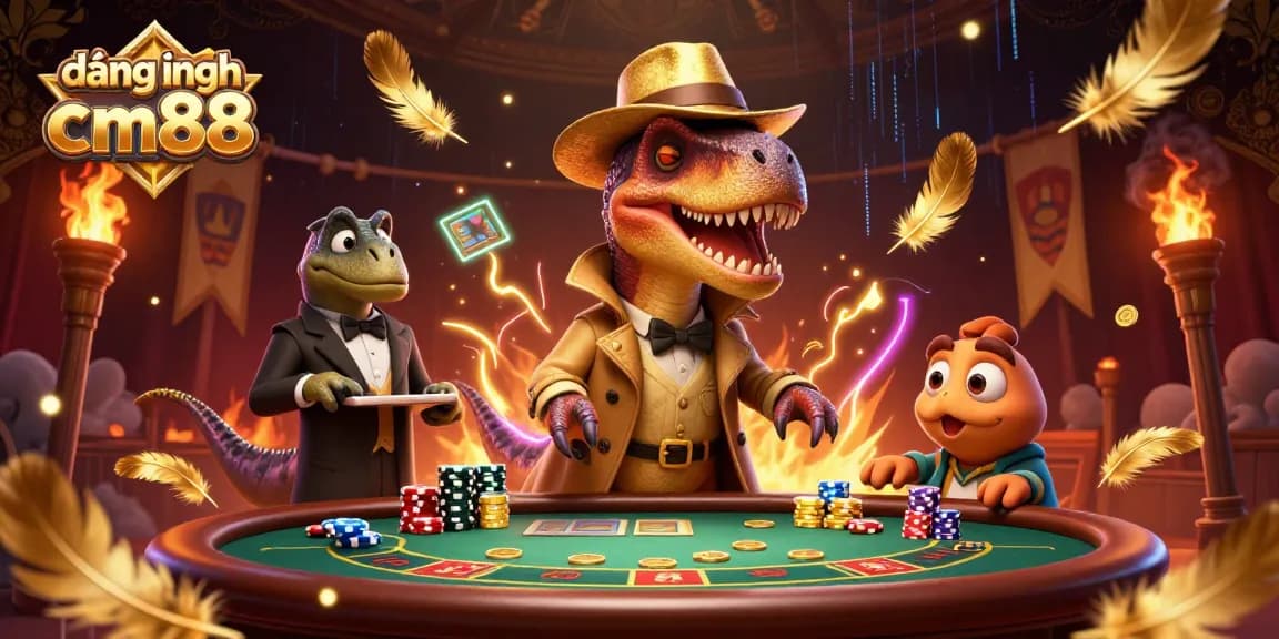 Engage in thrilling action at đăng nhập cm88 with a velociraptor card counter and rich casino elements.