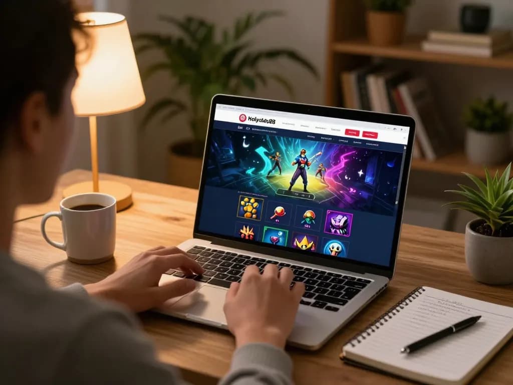 Engaging with Holyslots88 online at home, showcasing responsible gaming in a warm setting.