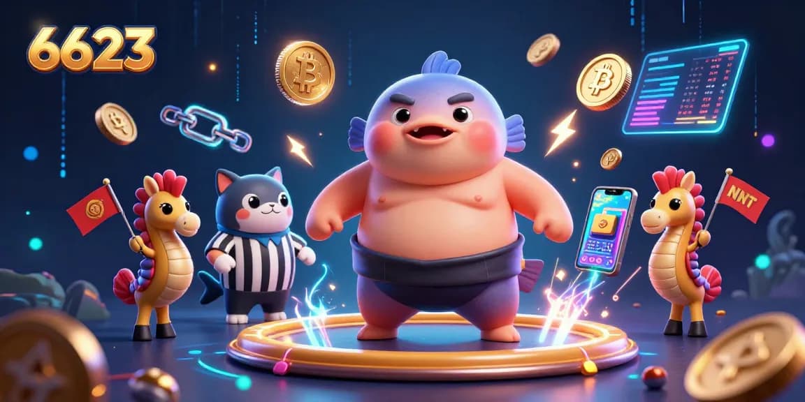 Engage with 6623's exciting online casino adventure featuring vibrant characters and crypto elements.