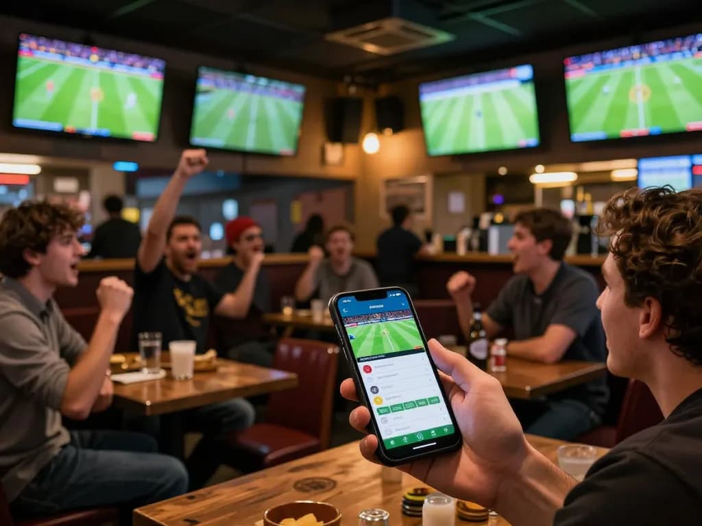 Watch trực tiếp bóng đá socolive on multiple screens in a lively sports bar.
