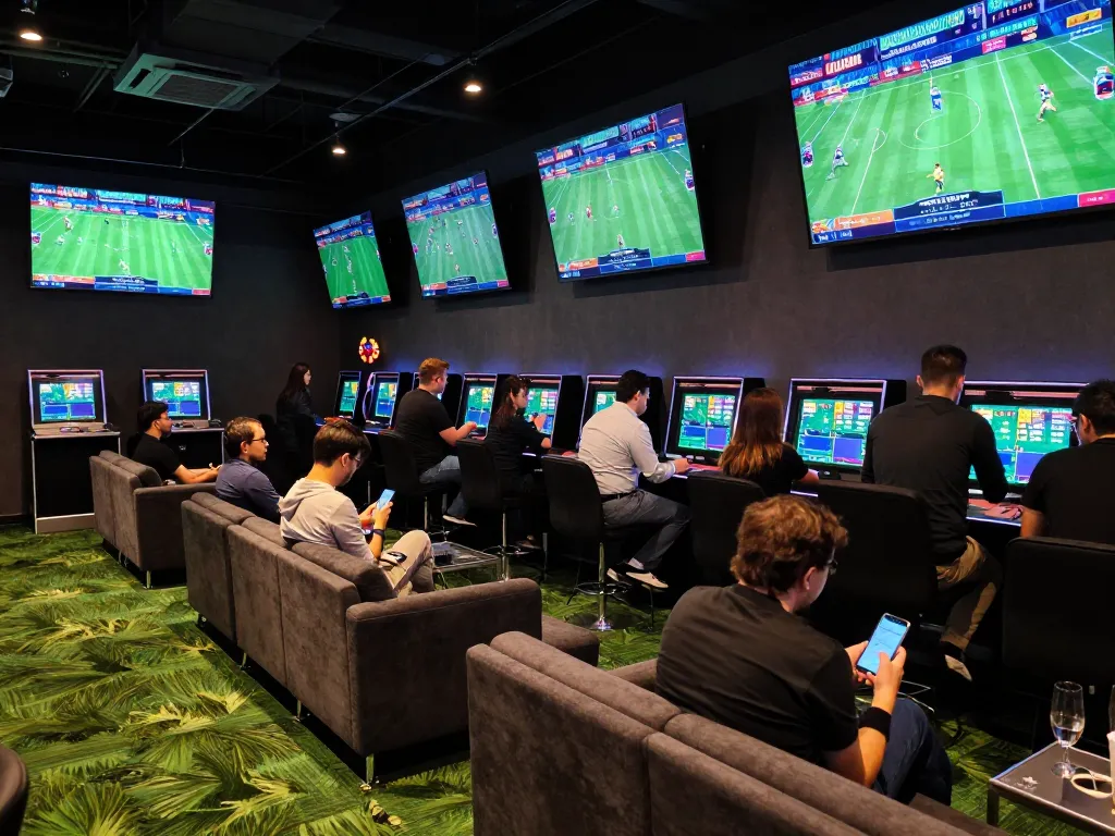 UU88 sports betting excitement with enthusiastic bettors placing wagers in modern venue.