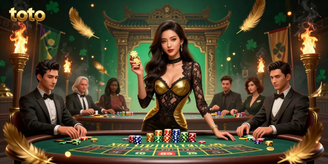Toto captivates with a glamorous baccarat scene showcasing high-value chips and an exclusive environment.