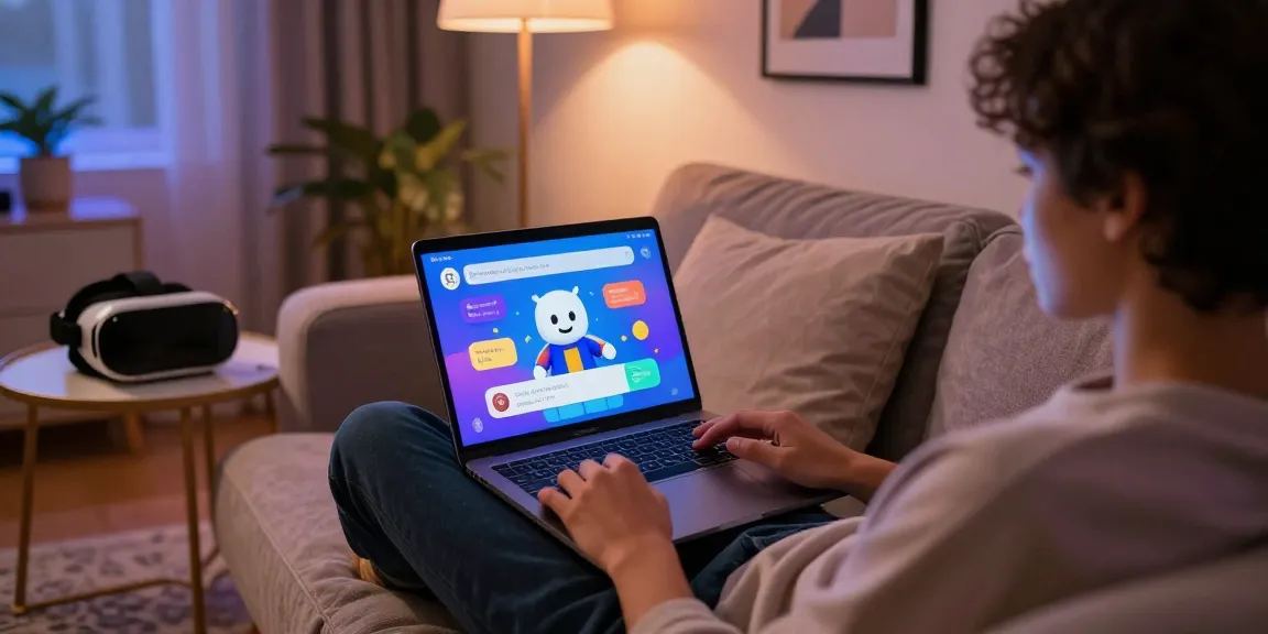 Engaging user interaction with an NSFW chat bot in a cozy digital environment.