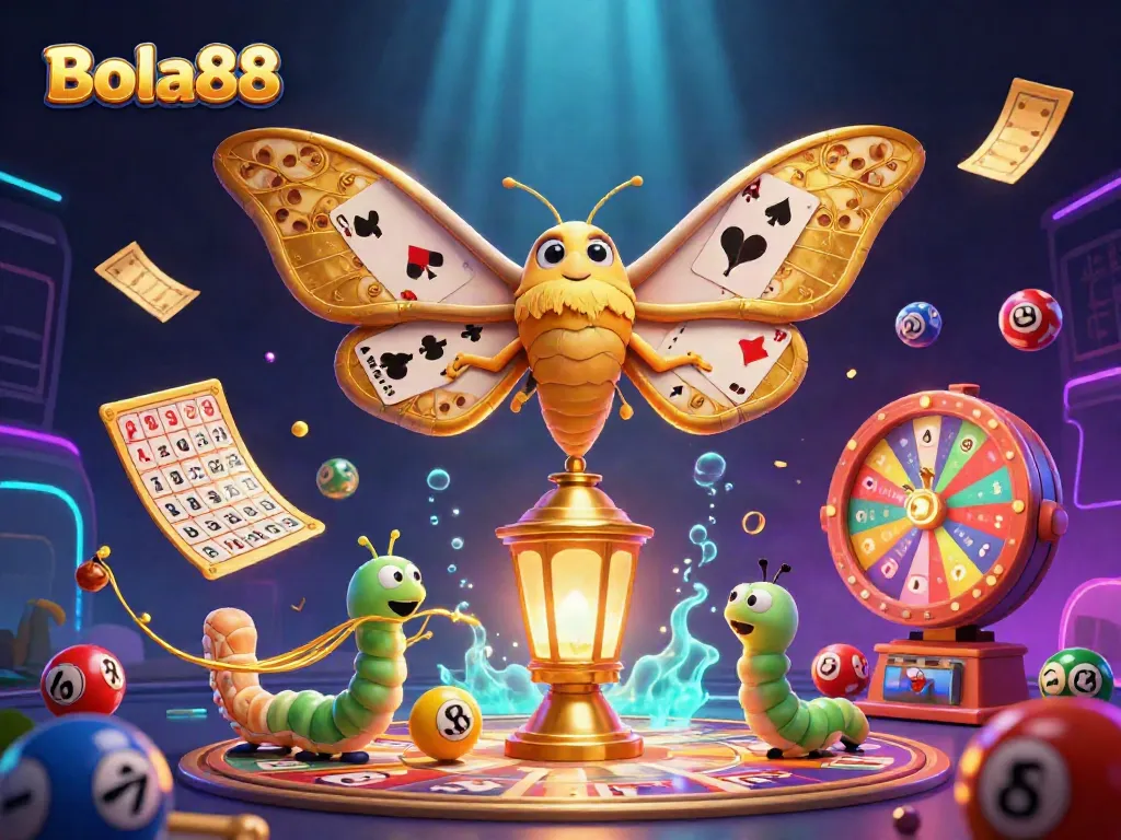 Bola88 delights players with vibrant illustrations showcasing lottery excitement and dynamic gaming elements.
