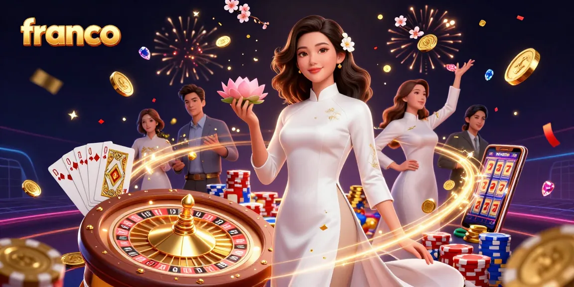 Experience the excitement of franco casino with a captivating 3D scene filled with vibrant games and elegance.