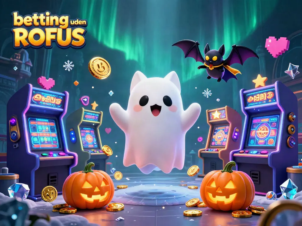 Experience betting uden ROFUS with a ghost cat, vampire bat, and spooky casino elements glowing vibrantly.