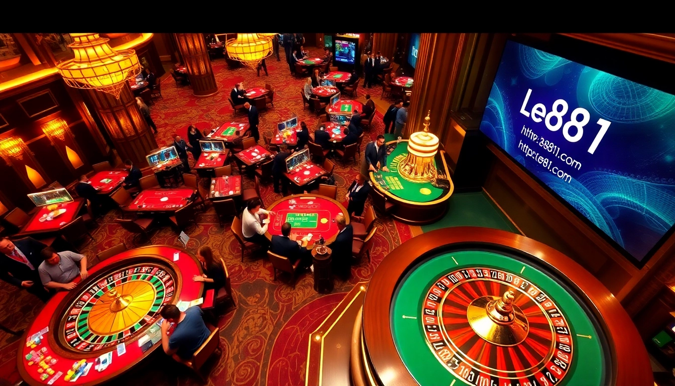 Engaging players at a vibrant casino scene featuring slots and tables on https://leo881.com/