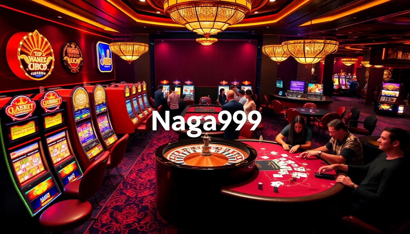 Naga99 gamblers excitedly engaging at vibrant casino tables, showcasing the thrill of online gaming.