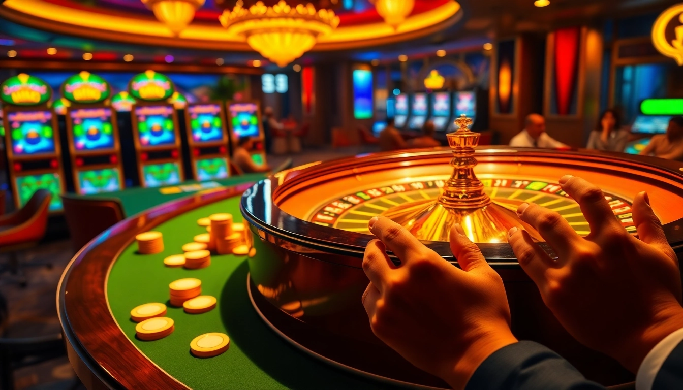 Engage in thrilling casino games at king88.limited, showcasing professionals at roulette and poker tables.