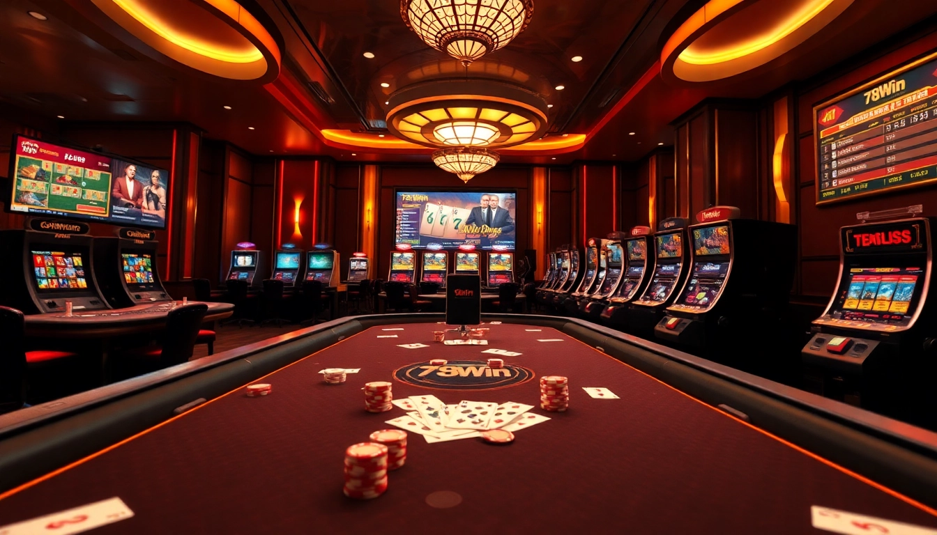 Experience thrilling gameplay at 78Win's online casino, showcasing vibrant tables and games.