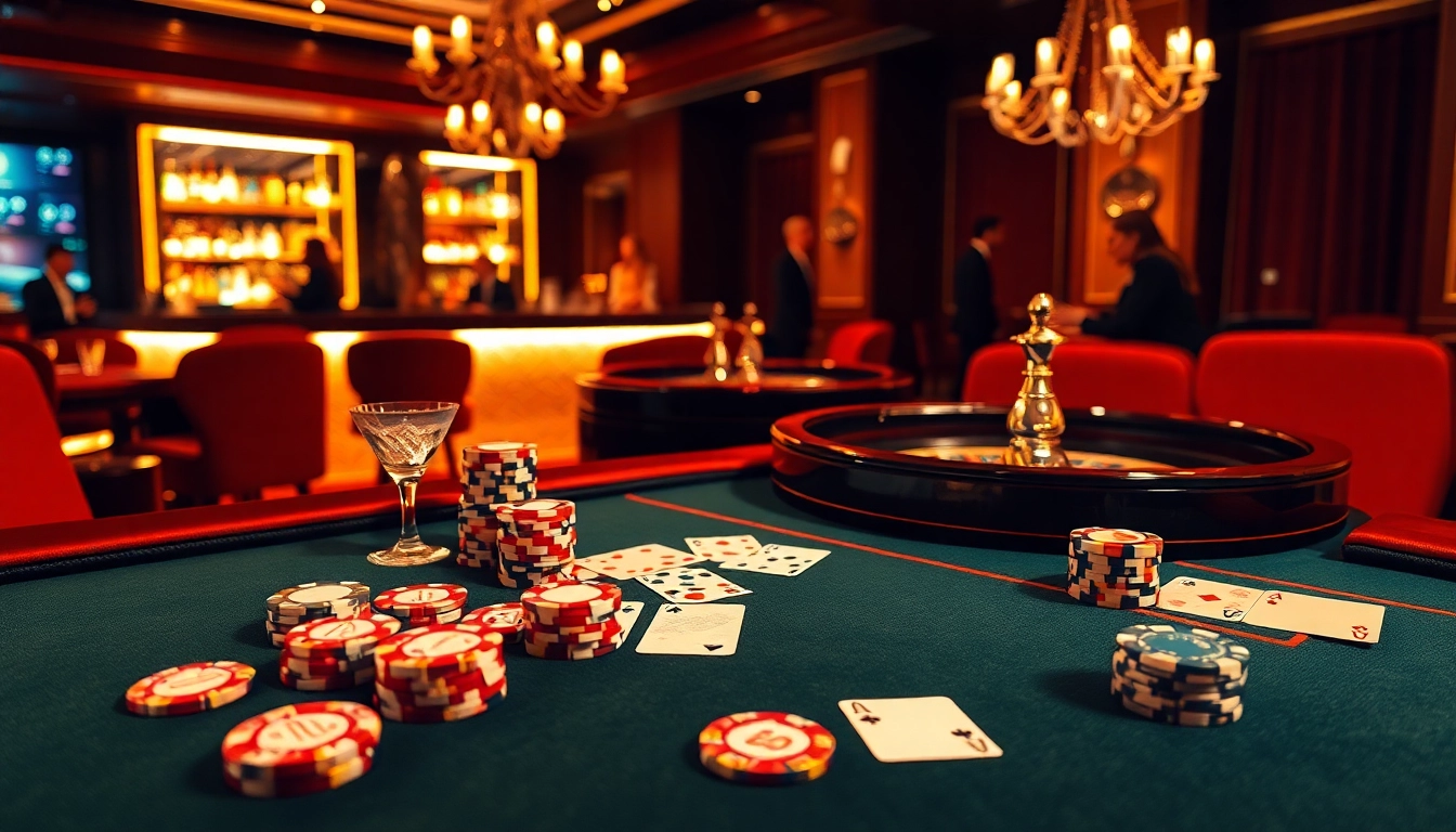 Experience the thrill of winning with https://hay88.my/ at a luxurious casino table surrounded by vibrant gaming elements.