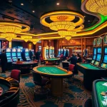 Experience the vibrant excitement of gg8888 in a luxury casino scene with roulette, poker, and slot machines.