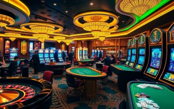 Experience the vibrant excitement of gg8888 in a luxury casino scene with roulette, poker, and slot machines.