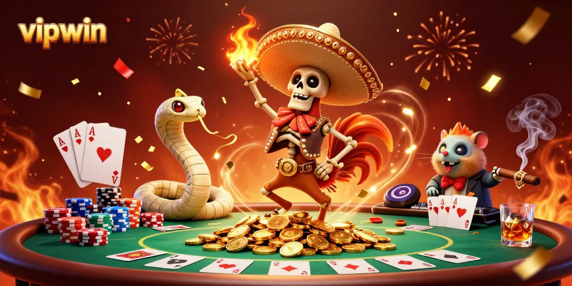 Celebrate big wins with vipwin in this vibrant 3D casino scene featuring dynamic characters.