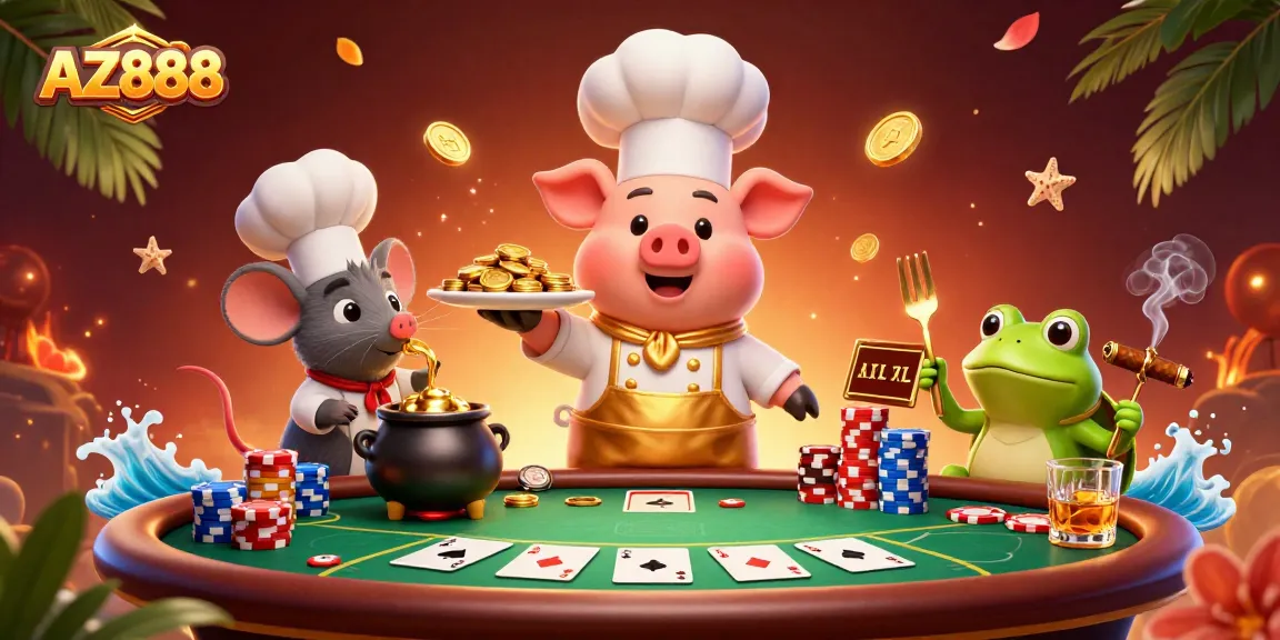 Experience the thrilling excitement of AZ888 with a unique culinary casino scene.