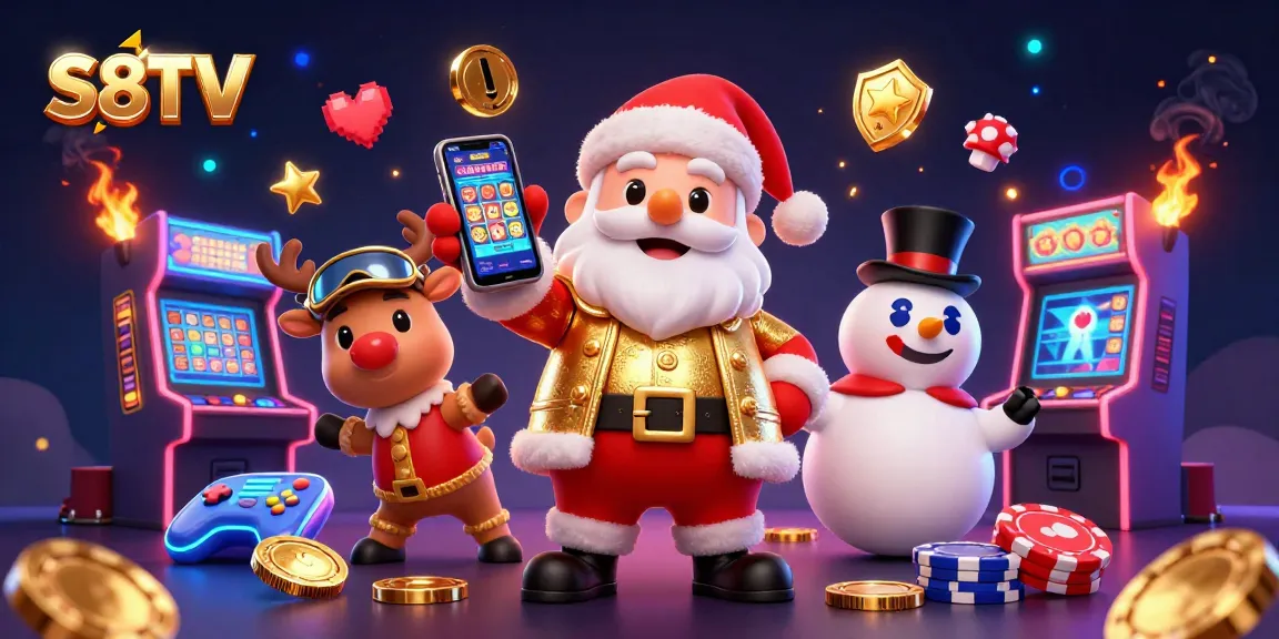 S8TV delivers thrilling jackpot slots excitement with a festive Santa and his playful companions.